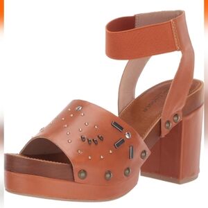 Kesli Dagger Brooklyn Frida Platform Sandals Brown Vegan Leather Size 6.5 EUC